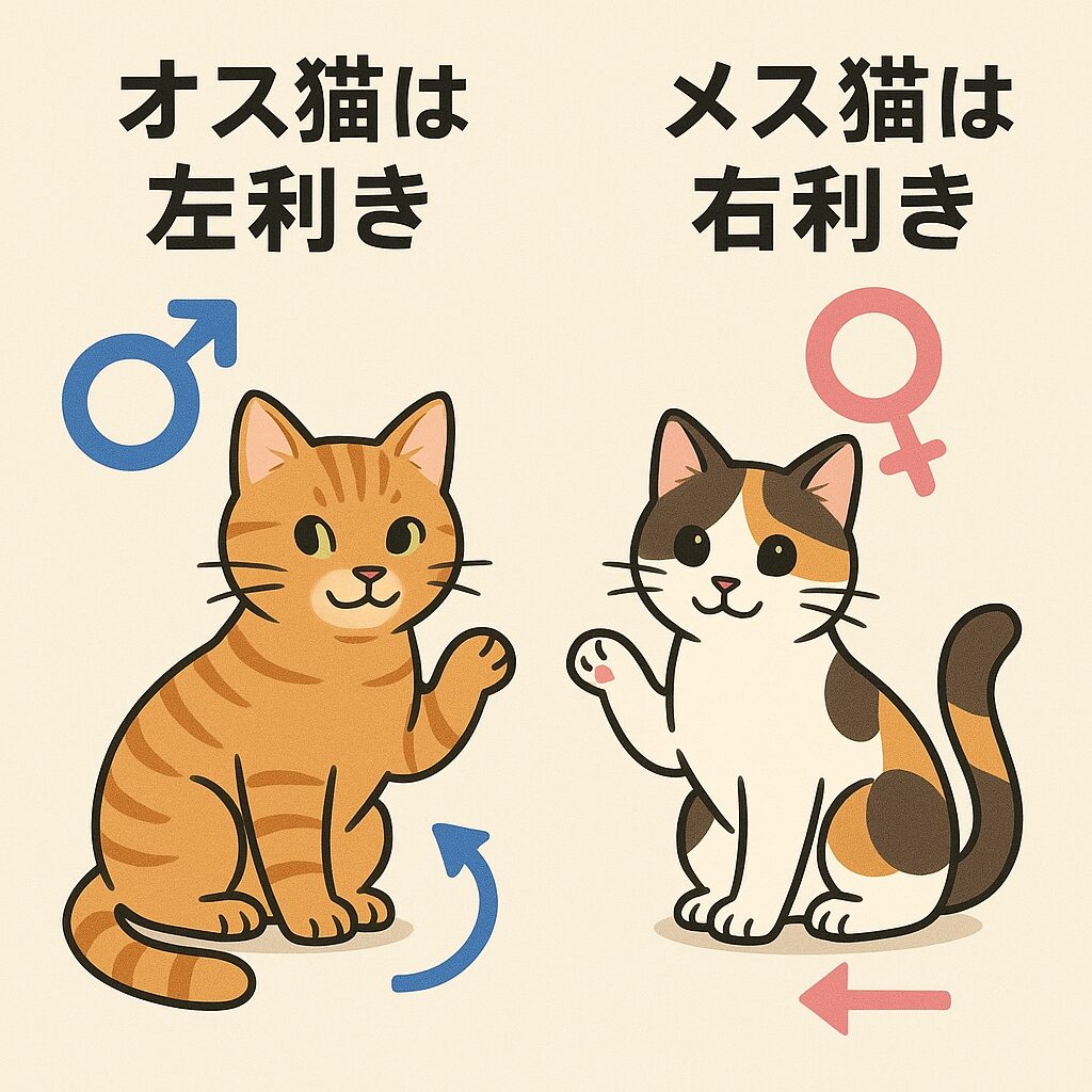 オス猫は左利き、メス猫は右利き