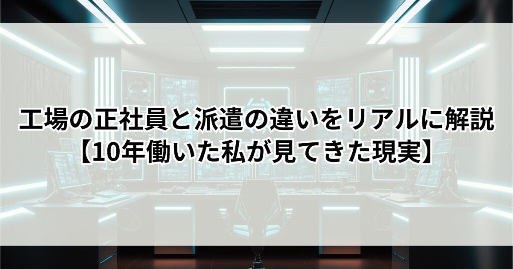 工場の正社員と派遣の違いをリアルに解説【10年働いた私が見てきた現実】